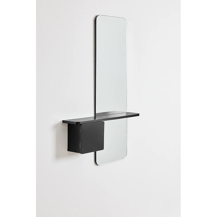 Mesa de arrimo con espejo 78 cm Varna negro 2