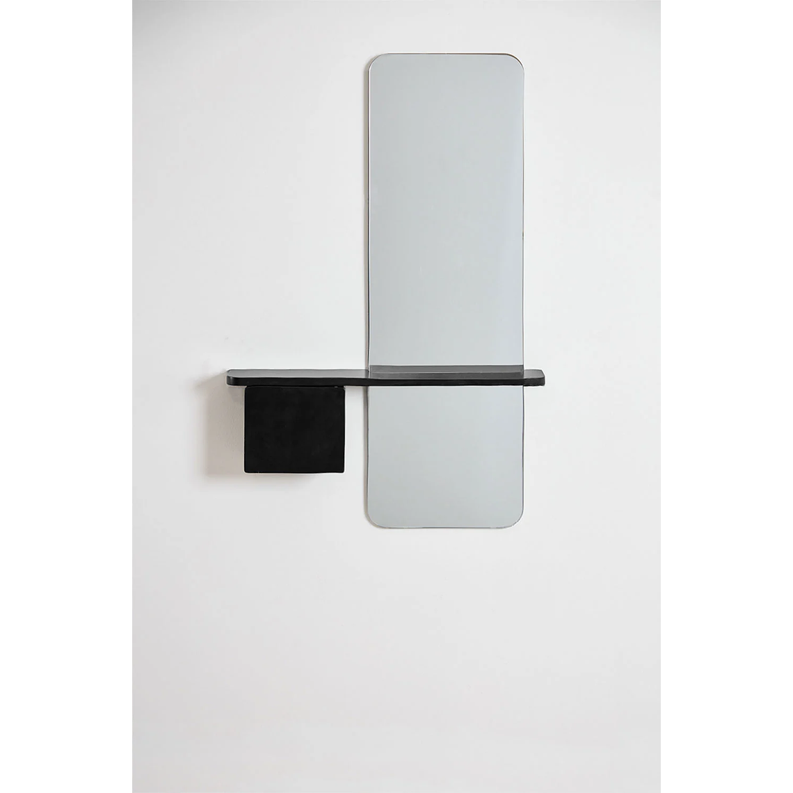 Mesa de arrimo con espejo 78 cm Varna negro 3