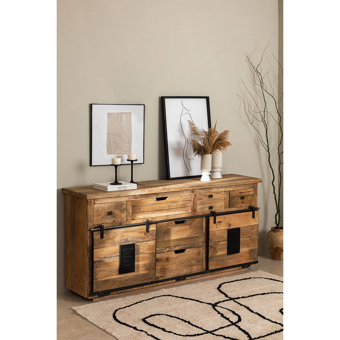 Mesa de arrimo en madera de mango Uain 180 cm 1