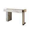 Mesa de arrimo blanca de 120 cm, moderna mesa decorativa rectangular para entrada con 2 cajones