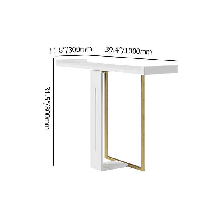 Mesa de arrimo con madera maciza blanca y metal dorado en 100 cm 6