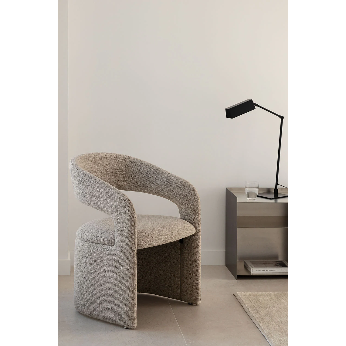 Poltrona en tela bouclé Jules textura Marrón Moka 1