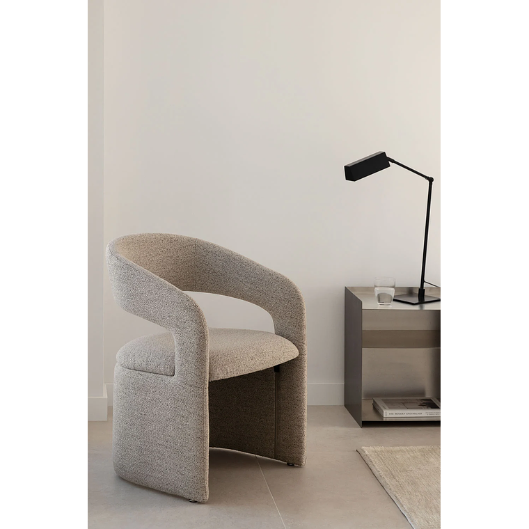 Poltrona en tela bouclé Jules textura Marrón Moka 1