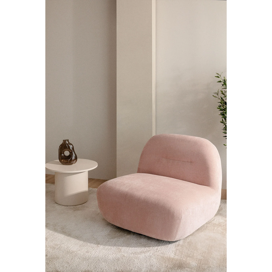 Poltrona giratorio en chenilla Sernin maquillaje claro 1