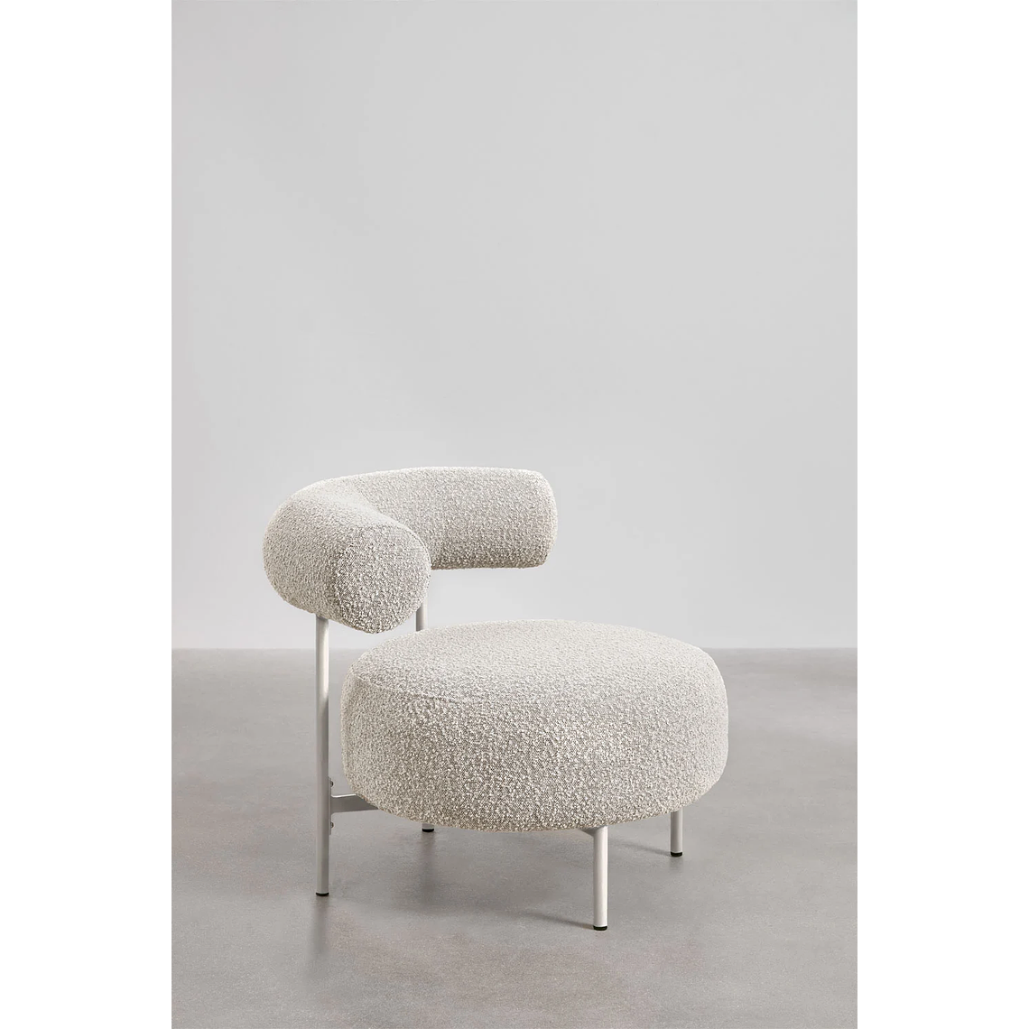 Poltrona en tela bouclé balnco roto Arieta 2