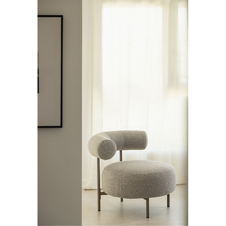 Poltrona en tela bouclé balnco roto Arieta 4