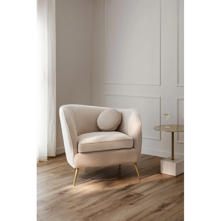 Poltrona en Terciopelo Clovys color marrón trigo 1