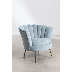 Poltrona en Terciopelo Morla color azúl niagara