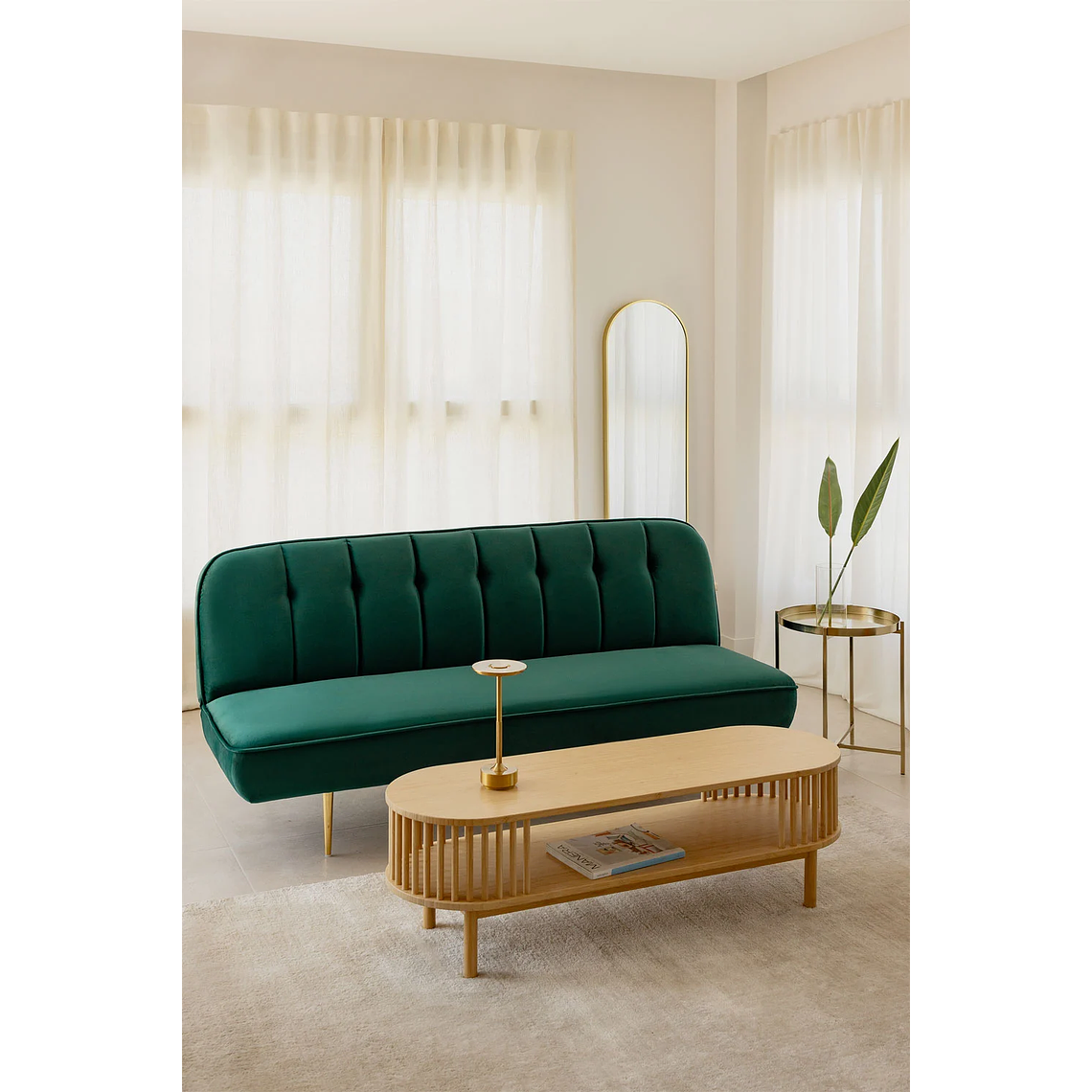 Sofá cama de 3 plazas en terciopelo Ellmy 1