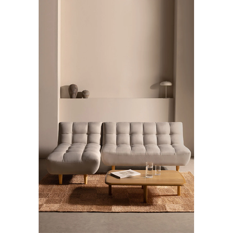 Sofá cama chaise longue de 3 plazas Madison color beige crema 1