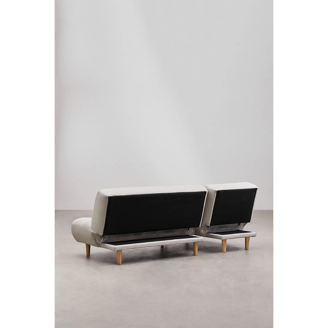 Sofá cama chaise longue de 3 plazas Madison color beige crema 8