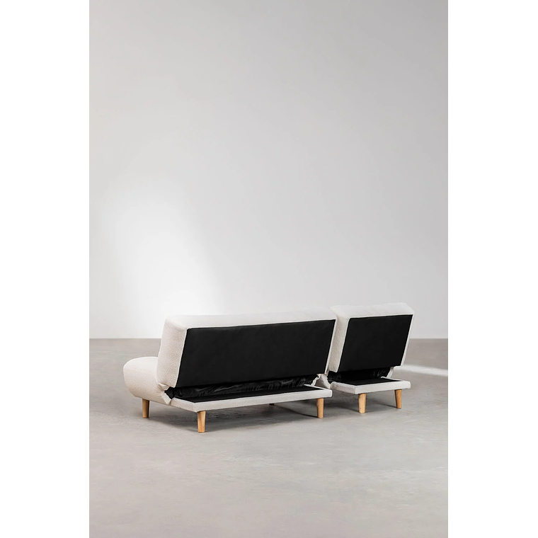 Sofá cama chaise longue de 3 plazas Madison color blanco marfil 7