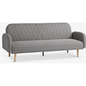 Sofá cama de 3 plazas PARADIS tela gris claro/color roble