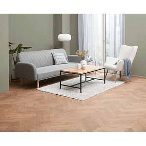 Sofá cama de 3 plazas PARADIS tela gris claro/color roble