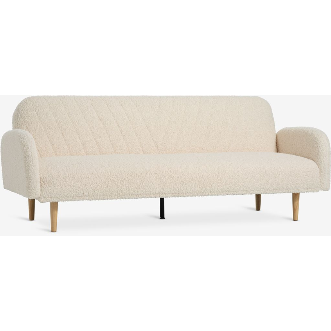 Sofá cama de 3 plazas PARADIS felpa blanco crudo/color roble 1