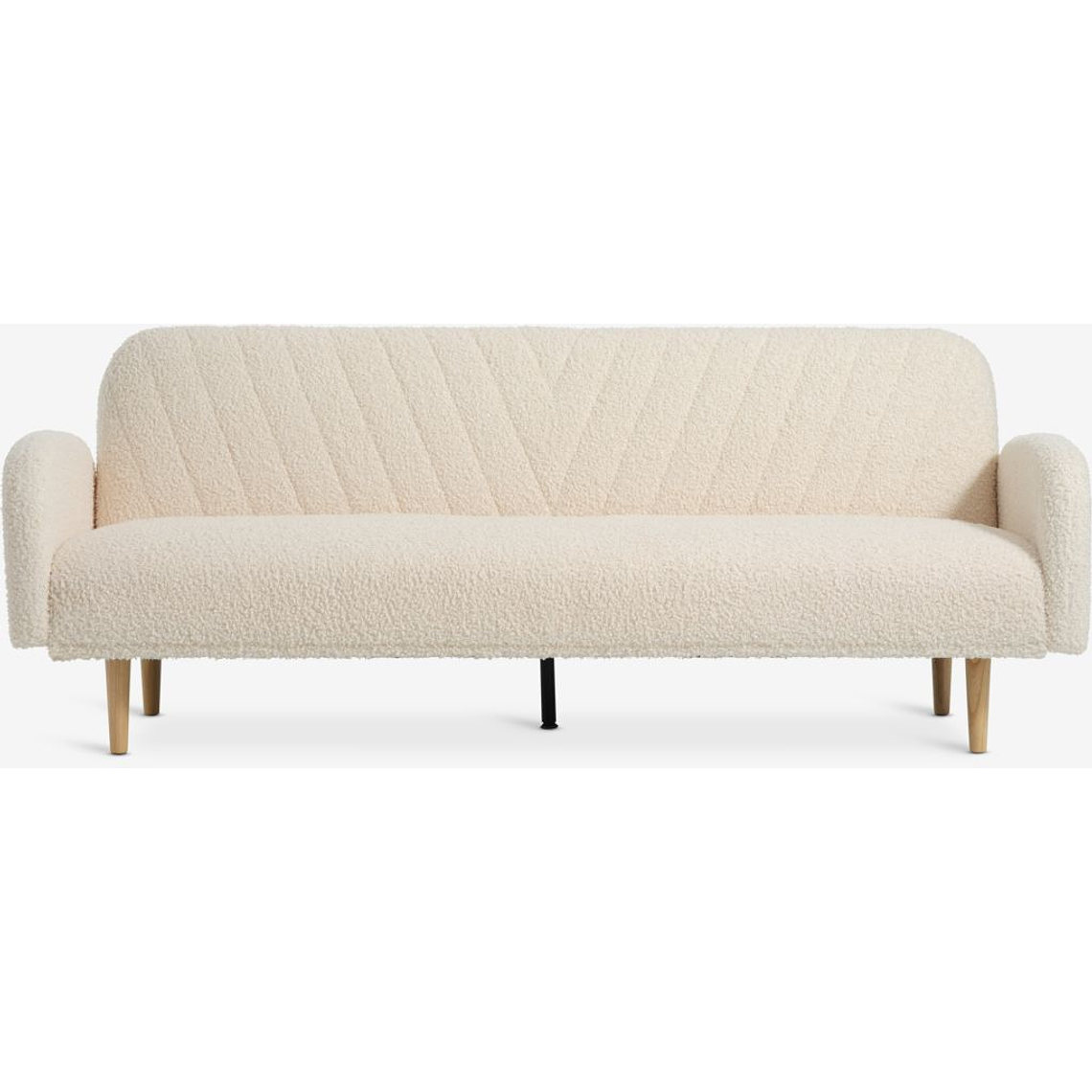 Sofá cama de 3 plazas PARADIS felpa blanco crudo/color roble 4