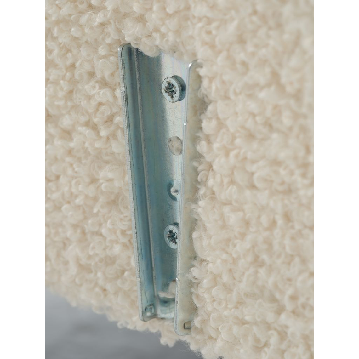 Sofá cama de 3 plazas PARADIS felpa blanco crudo/color roble 5