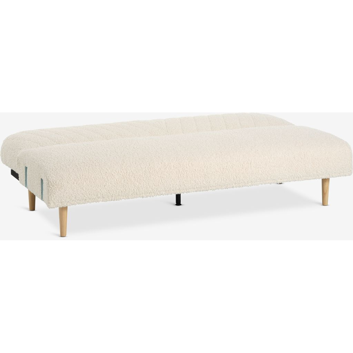 Sofá cama de 3 plazas PARADIS felpa blanco crudo/color roble 6