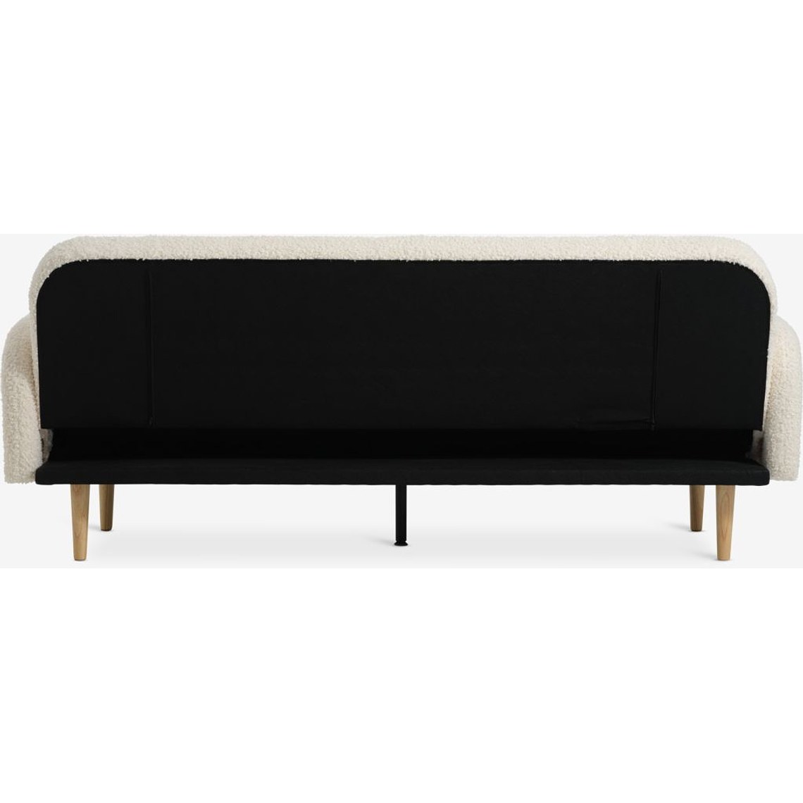 Sofá cama de 3 plazas PARADIS felpa blanco crudo/color roble 9