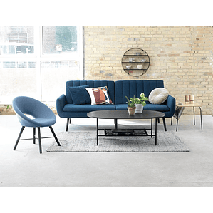 Sofá cama de 3 plazas HARNDRUP tela azul oscuro