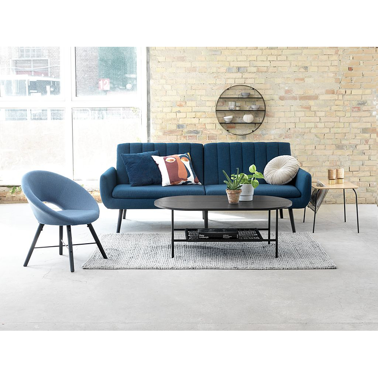 Sofá cama de 3 plazas HARNDRUP tela azul oscuro 2