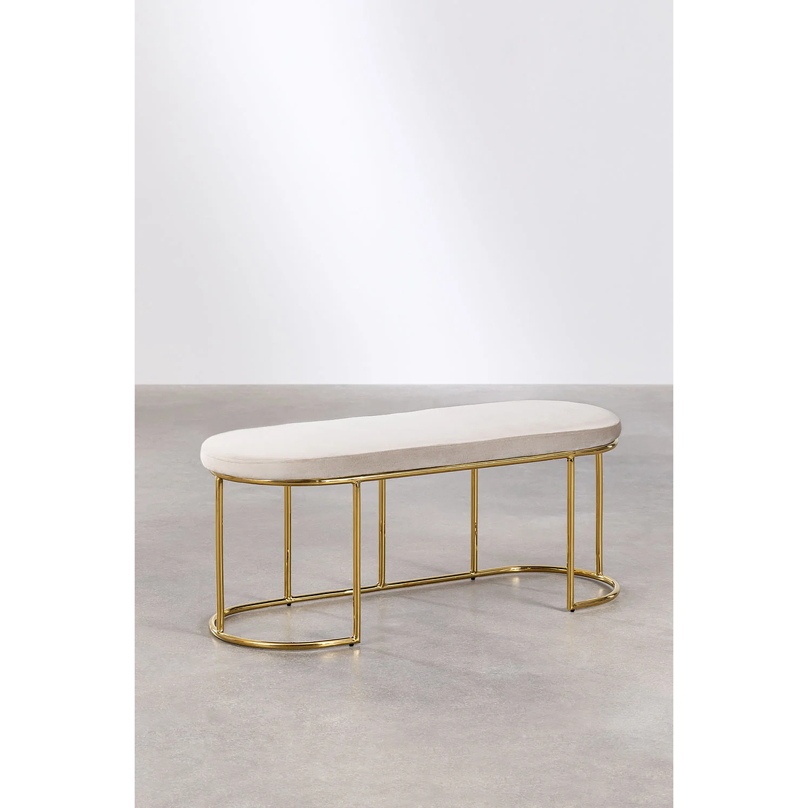 Banqueta en Terciopelo Markina beige crema 100 cm 1