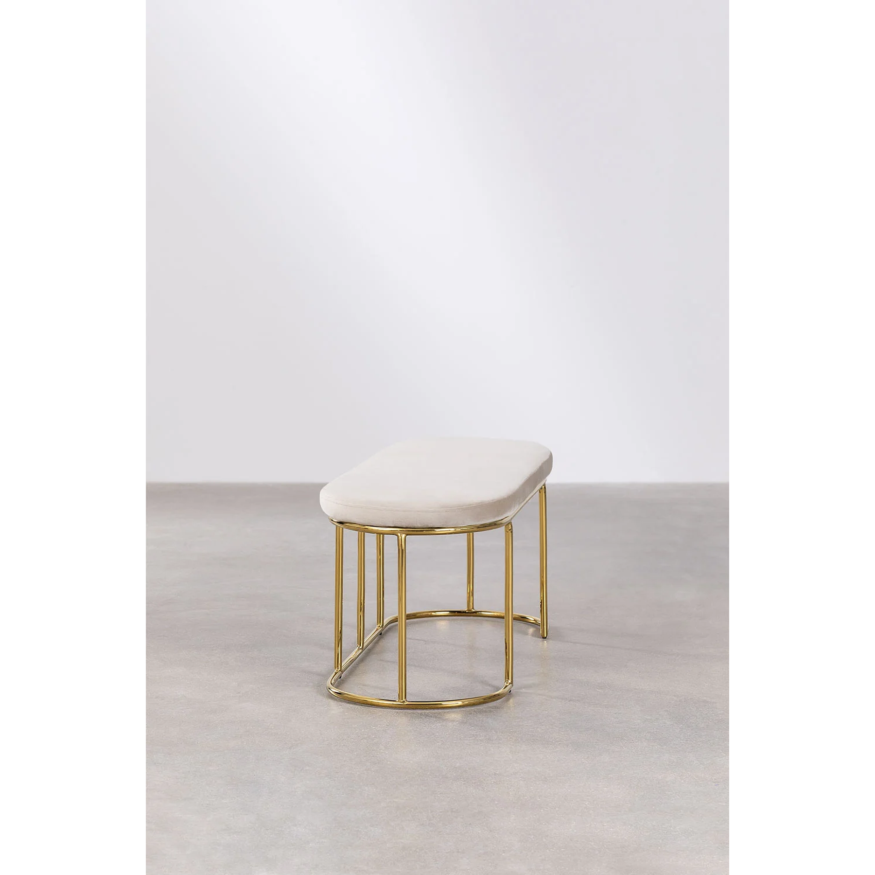 Banqueta en Terciopelo Markina beige crema 100 cm