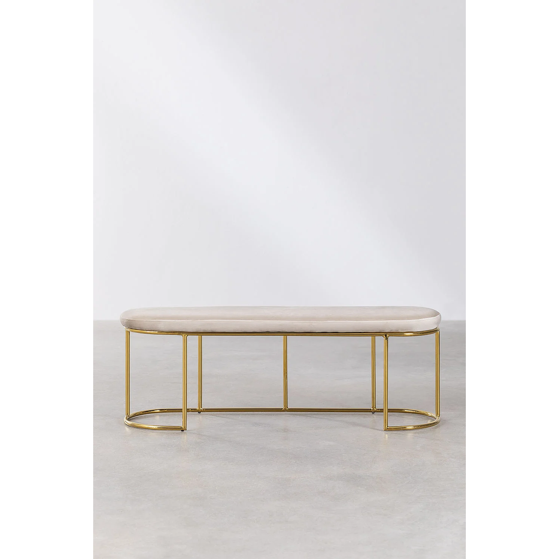 Banqueta en Terciopelo Markina beige crema 120 cm 3