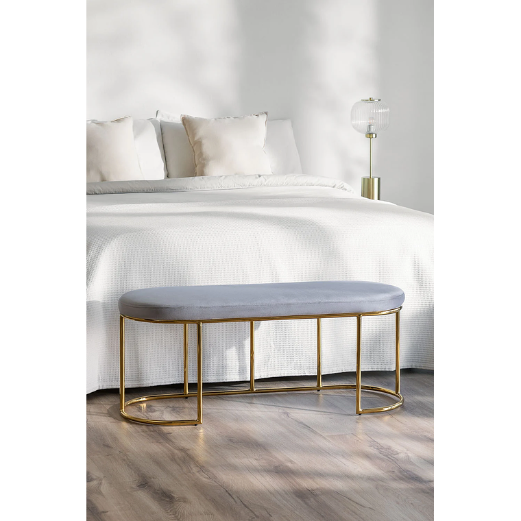 Banqueta en Terciopelo Markina beige crema 120 cm 7