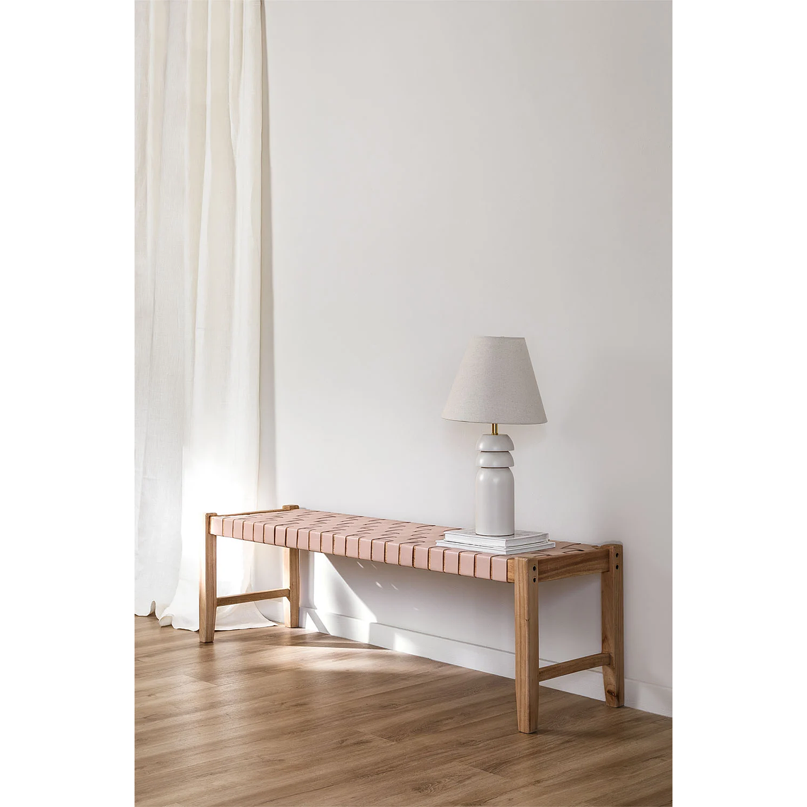 Banqueta en Madera y Piel Zaid 150 cm 1