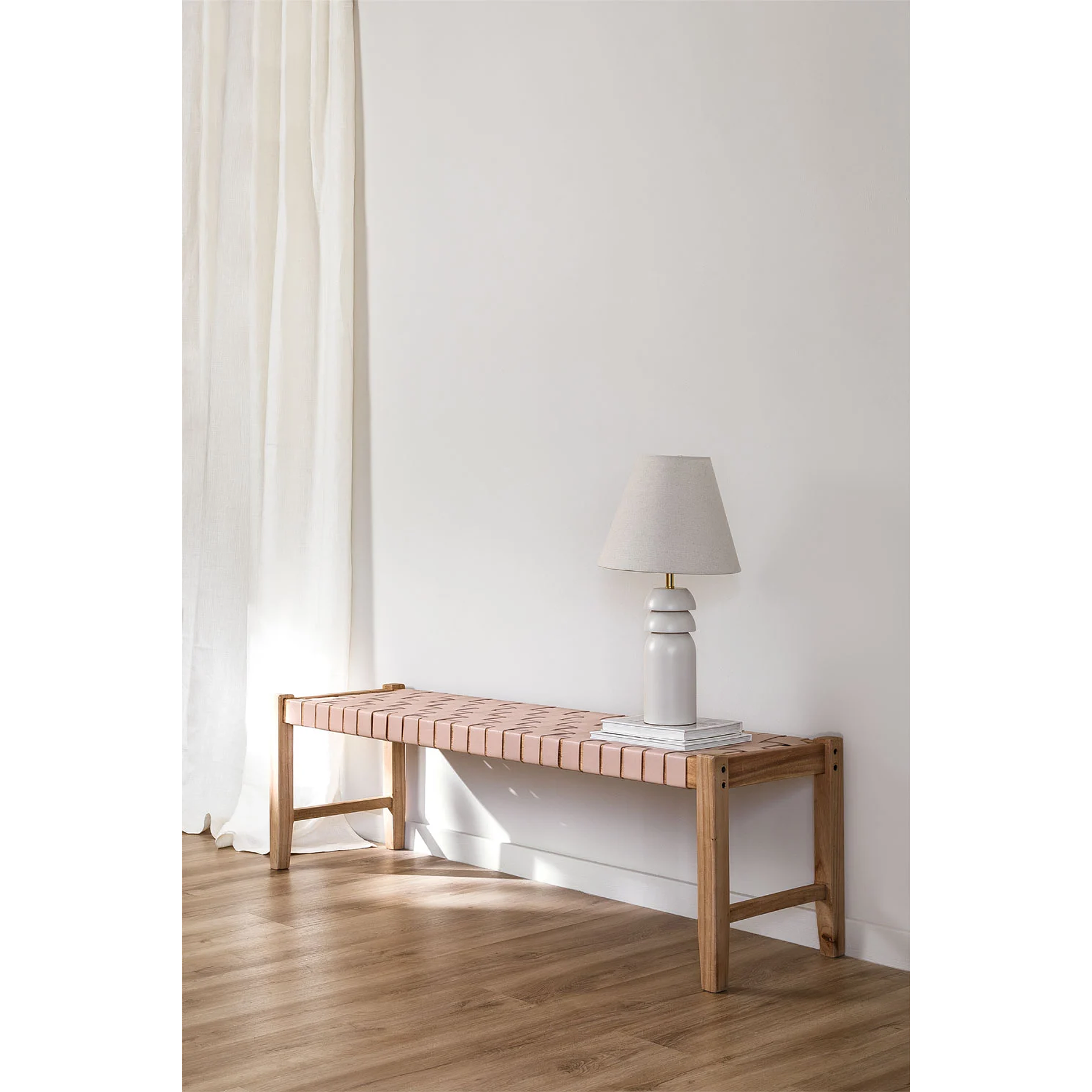 Banqueta en Madera y Piel Zaid 150 cm