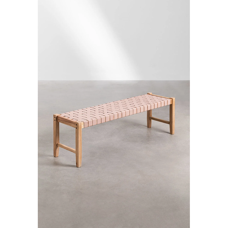 Banqueta en Madera y Piel Zaid 150 cm 2