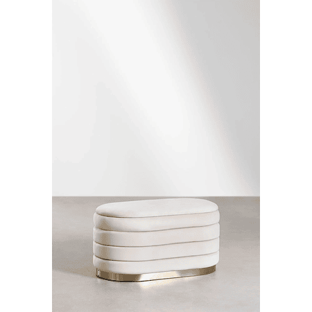 Banqueta con Almacenaje en Terciopelo Bradford 80 cm blanco roto