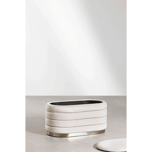 Banqueta con Almacenaje en Terciopelo Bradford 80 cm blanco roto