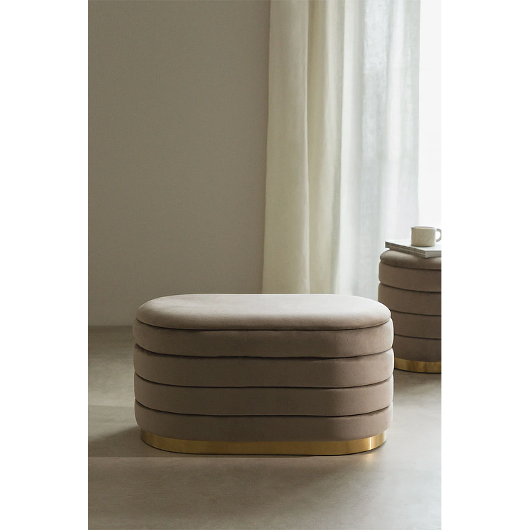 Banqueta con Almacenaje en Terciopelo Bradford 80 cm gris topo claro 1