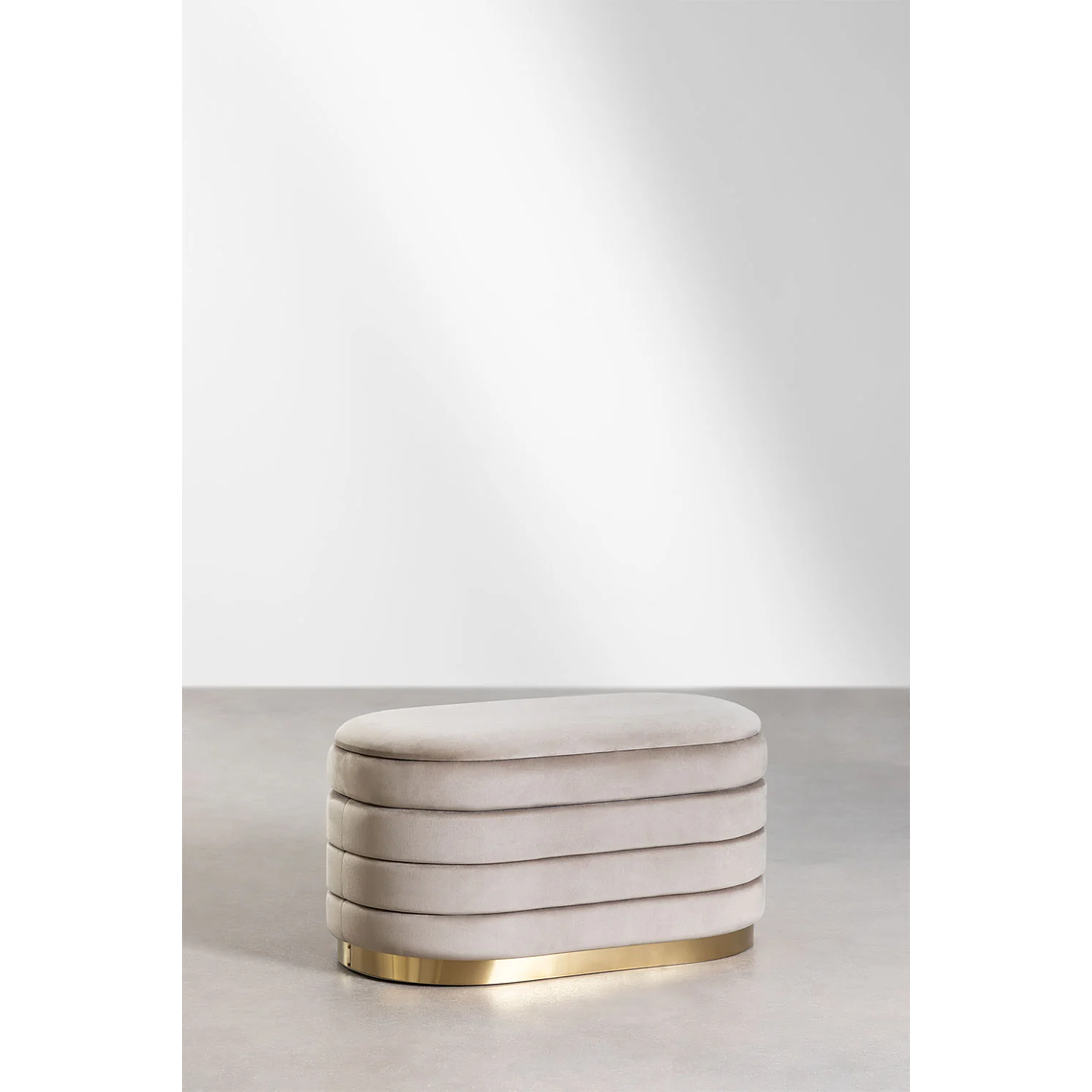 Banqueta con Almacenaje en Terciopelo Bradford 80 cm gris topo claro 3