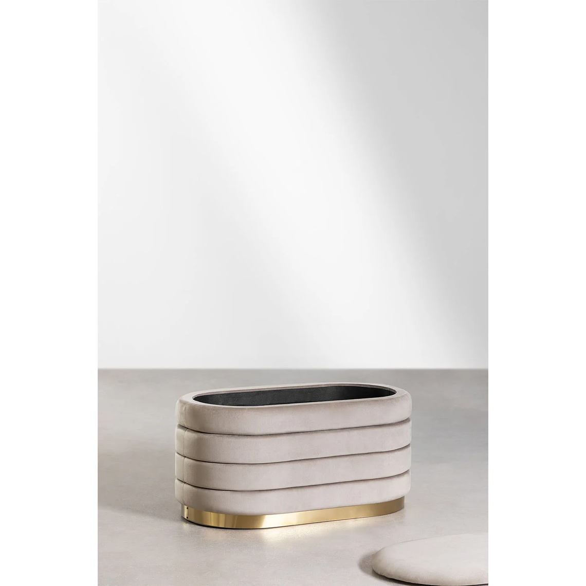 Banqueta con Almacenaje en Terciopelo Bradford 80 cm gris topo claro 4