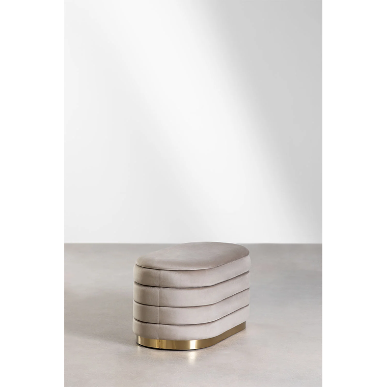 Banqueta con Almacenaje en Terciopelo Bradford 80 cm gris topo claro 5
