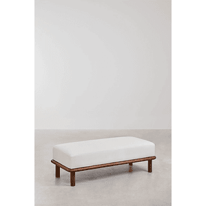 Banqueta en madera de caucho y tela Veral 100 cm blanco