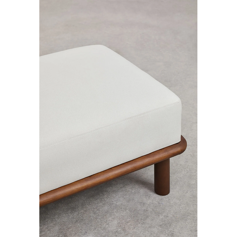 Banqueta en madera de caucho y tela Veral 140 cm blanco 3