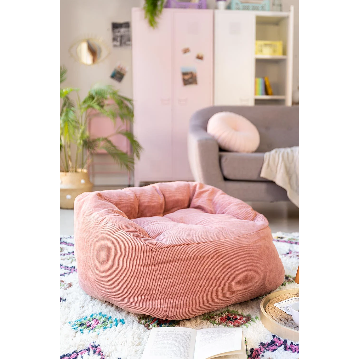 Puff Sillón en Pana (70 cm) Thiago rosa 1