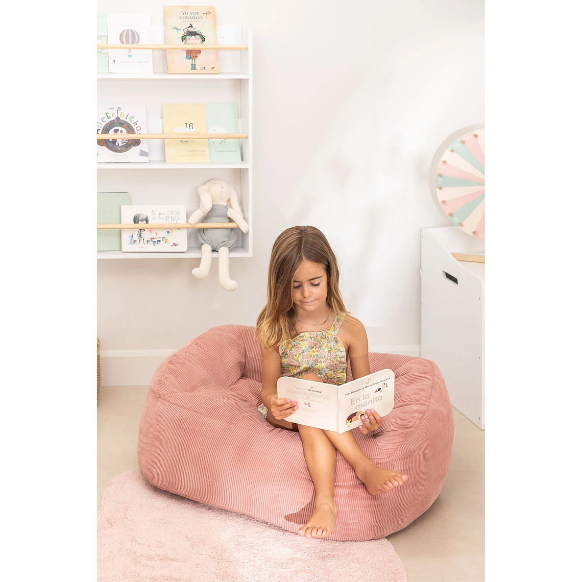 Puff Sillón en Pana (70 cm) Thiago rosa 2