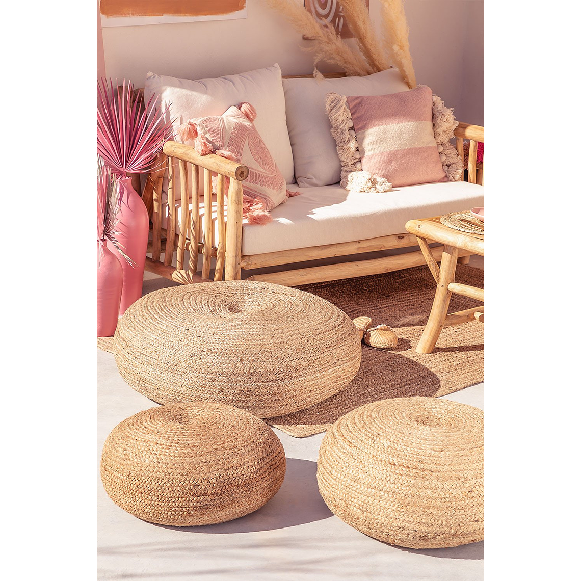 Puff Redondo de Yute Pilew 50 cm 7