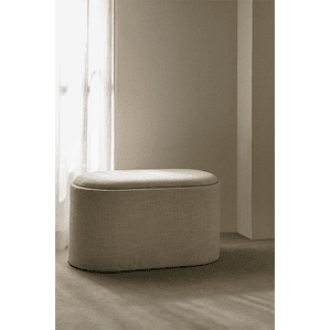 Puff con Bandeja y Almacenaje en Lino Berkeleni 76 cm