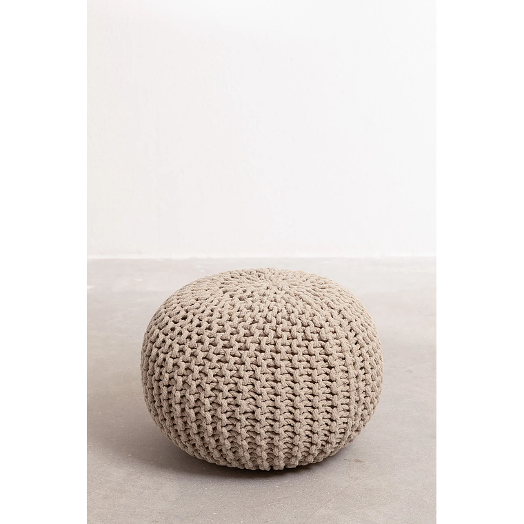 Puff Redondo de Punto Greicy 42 cm color marrón trigo 2
