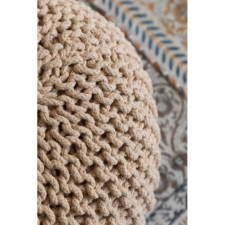 Puff Redondo de Punto Greicy 42 cm color marrón trigo 3