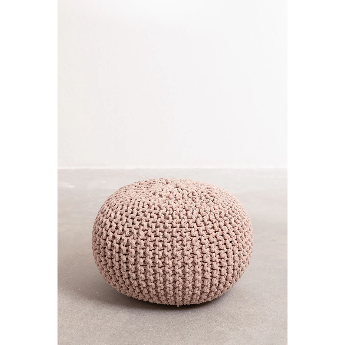 Puff Redondo de Punto Greicy 42 cm color rosa avellana 2