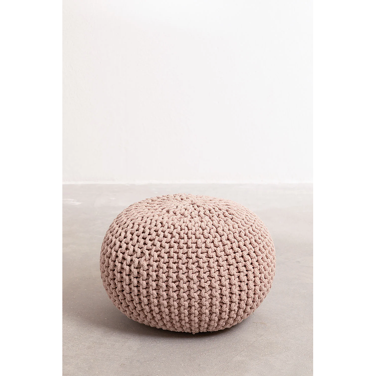 Puff Redondo de Punto Greicy 42 cm color rosa avellana 2