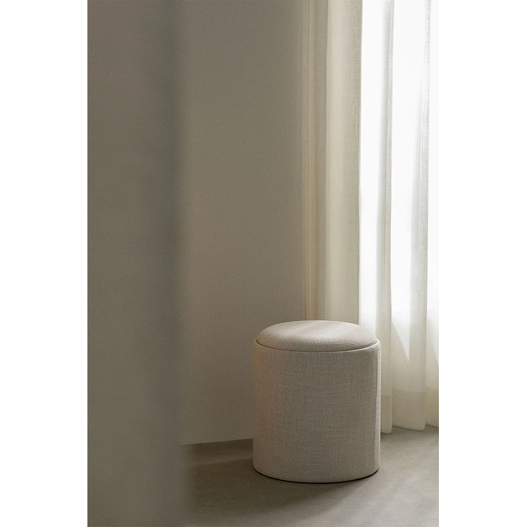 Puff Redondo con Bandeja y Almacenaje en Lino Berkeleni 39 cm 1