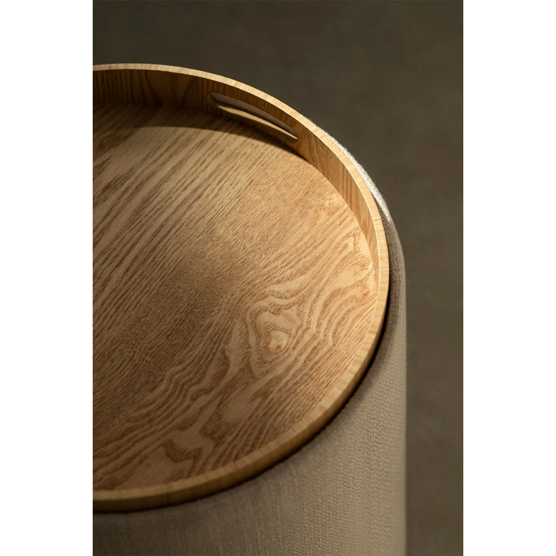 Puff Redondo con Bandeja y Almacenaje en Lino Berkeleni 39 cm 2